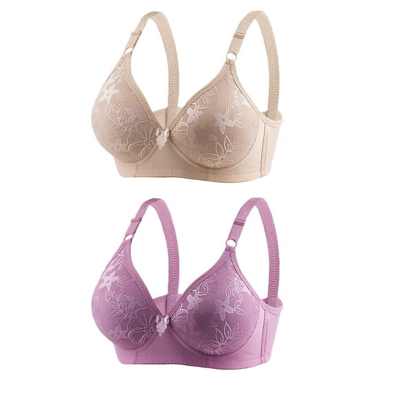 Bras for Women No Underwire Seamless Bra Feature V-Neck Nursing Bra Style W-413 Purple XL