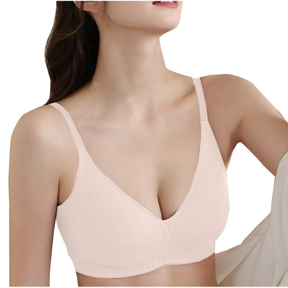 Bras for Women No Underwire Seamless Full Coverage Push Up Comfortable Workout Yoga Tshirt Everyday Bra,Pink 3,34 C