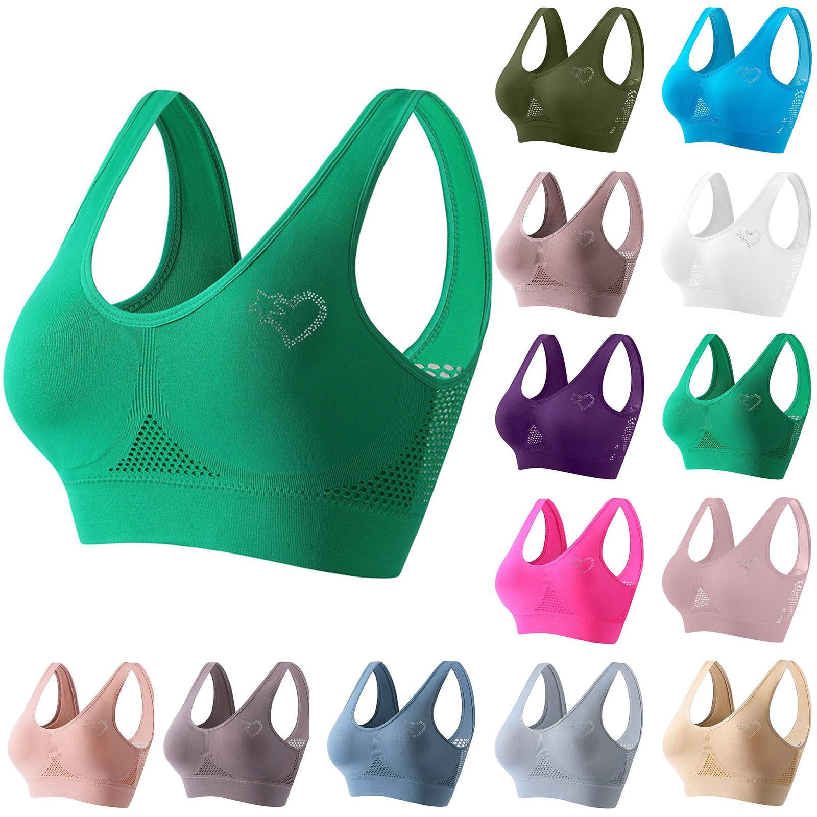 Bras for Women No Underwire Seamless Sports Bra Wirefree Yoga Bra With ...