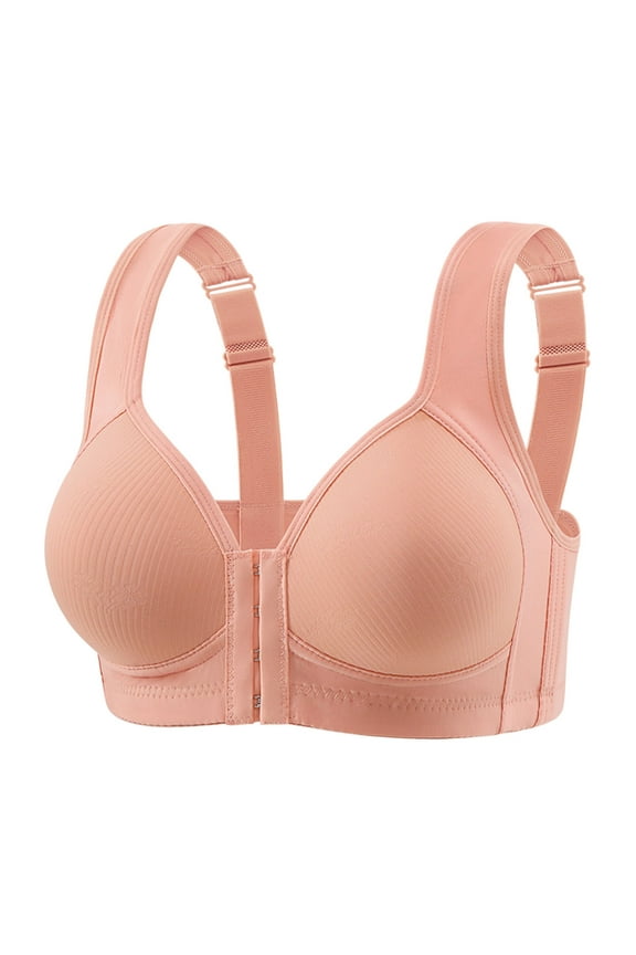 Bras for Women No Underwire Solid Front Closure Bras for Old Women Push Up Bras Comfortable Breathable Bralette