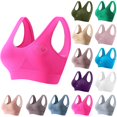 thumbnail image 1 of Bras for Women No Underwire Thin Rhinestone Sports Breathable Yoga Vest Bra Sports Bra Hot Pink, 1 of 4