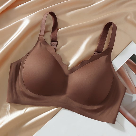 Bras for Women No Underwire, Women Fashion Solid Underwear Soft Support Comfortable Breathable Fixed Cup Bra(Coffee,S)