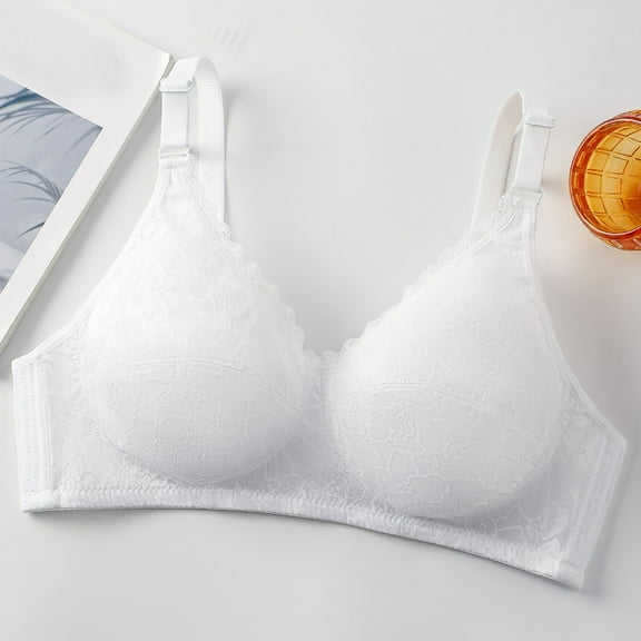Bras for Women No Underwire, Women's Solid Color Seamless Nude Lifting Soft Support Bra for Women Everyday Bras(White,XXL)