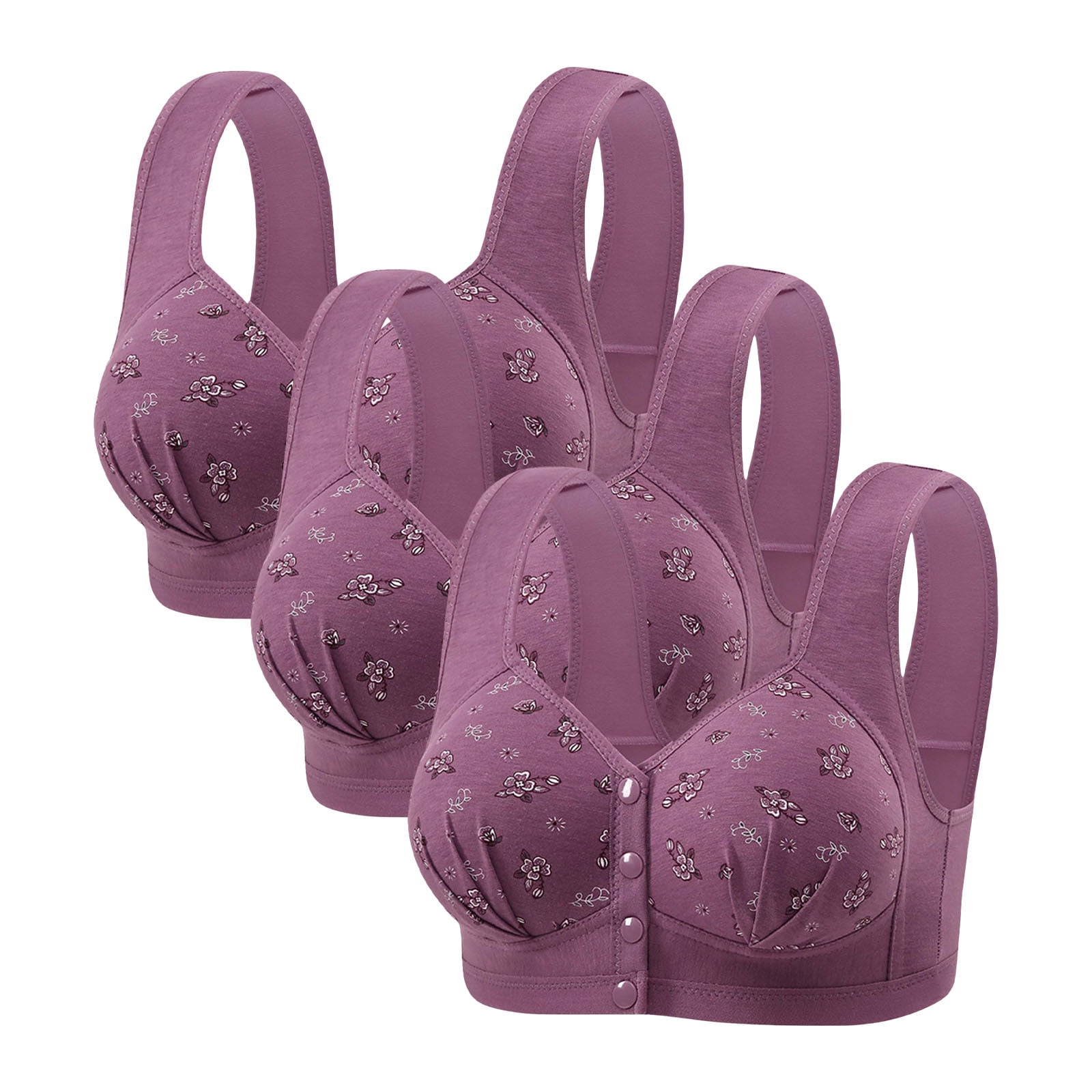 Bras for Women Non Steel Ring Style Printed Gathered Middle Button ...
