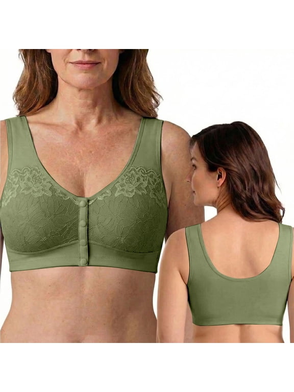 Bras for Women Older Front Closure Button Wireless Shaping Senior Push Up Full Coverage Comfortable Bra