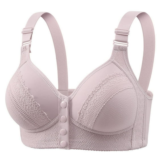 Bras for Women Plus Size Floral Print No Underwire Front Closure Full Coverage Push Up Comfort Senior Everyday Bra,Gray 2,38 C