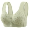 thumbnail image 1 of Bras for Women Plus Size Floral Print No Underwire Front Closure Full Coverage Push Up Comfort Senior Everyday Bra,Green,40 B, 1 of 4