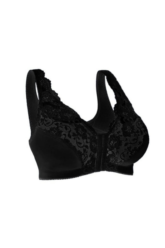 Bras for Women Plus Size Front Closure Back Support - Oversized Comfort Soft Lace Large Busts Wirefree Non Padded Plus Size Bra S-6XL