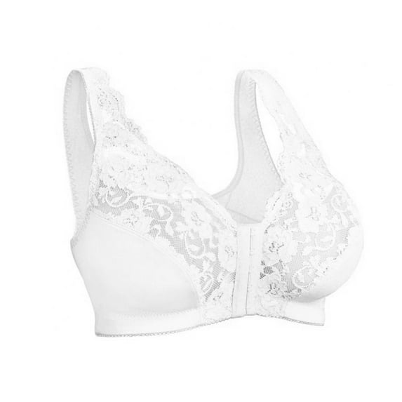Bras for Women Plus Size Front Closure Back Support - Oversized Comfort Soft Lace Large Busts Wirefree Non Padded Plus Size Bra S-6XL