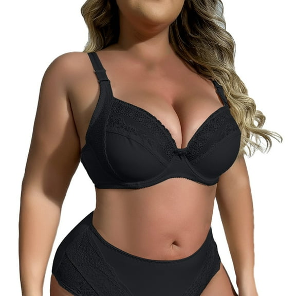 Bras for Women,Plus Size Lingerie Full Cup Bra with Sheer Lace and Concealed Side Support,Sports Bras for Women,Black,36