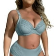 thumbnail image 1 of Bras for Women,Plus Size Full Cup Bra with Sheer Lace and Concealed Side Support,Sports Bras for Women,Grey,42, 1 of 4