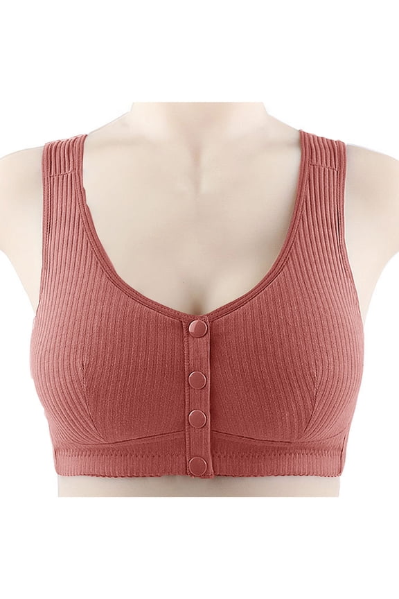 Bras for Women Plus Size No Steel Ring Front Opening Buckle Bra Traceless Comfort Breathable Gathering Underwear Brown XXXXXXL(52/120)