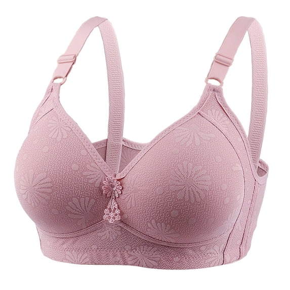Bras for Women,Plus Size Push Up Bra Lace Jacquard Underwire Free Comfortable Support,Sports Bras for Women,Pink,100C