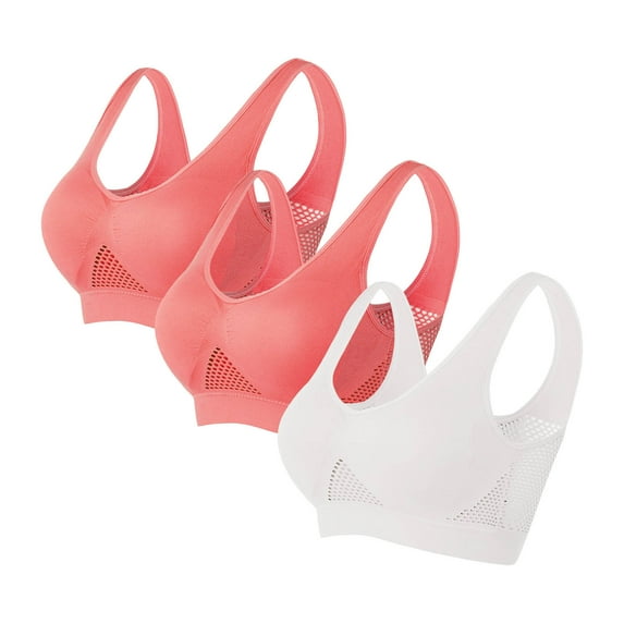 Bras for Women Plus Size S-5X 3 Pack Womens Sports Bras No Underwire Breathable Push Up Stretchy Pullover Multipack High-Impact Underwear Bralettes