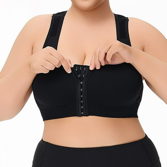 Bras for Women,Plus Size Wireless Bra Comfortable Breathable Thin Back Design Versatile Stylish Underwear,Sports Bras for Women,Black,2XL