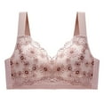 thumbnail image 1 of Bras for Women Plus Size Wireless Push Up Lace Embroidered Full Coverage Seamless Comfortable Breathable Underwear Bra,Pink,34 C, 1 of 4