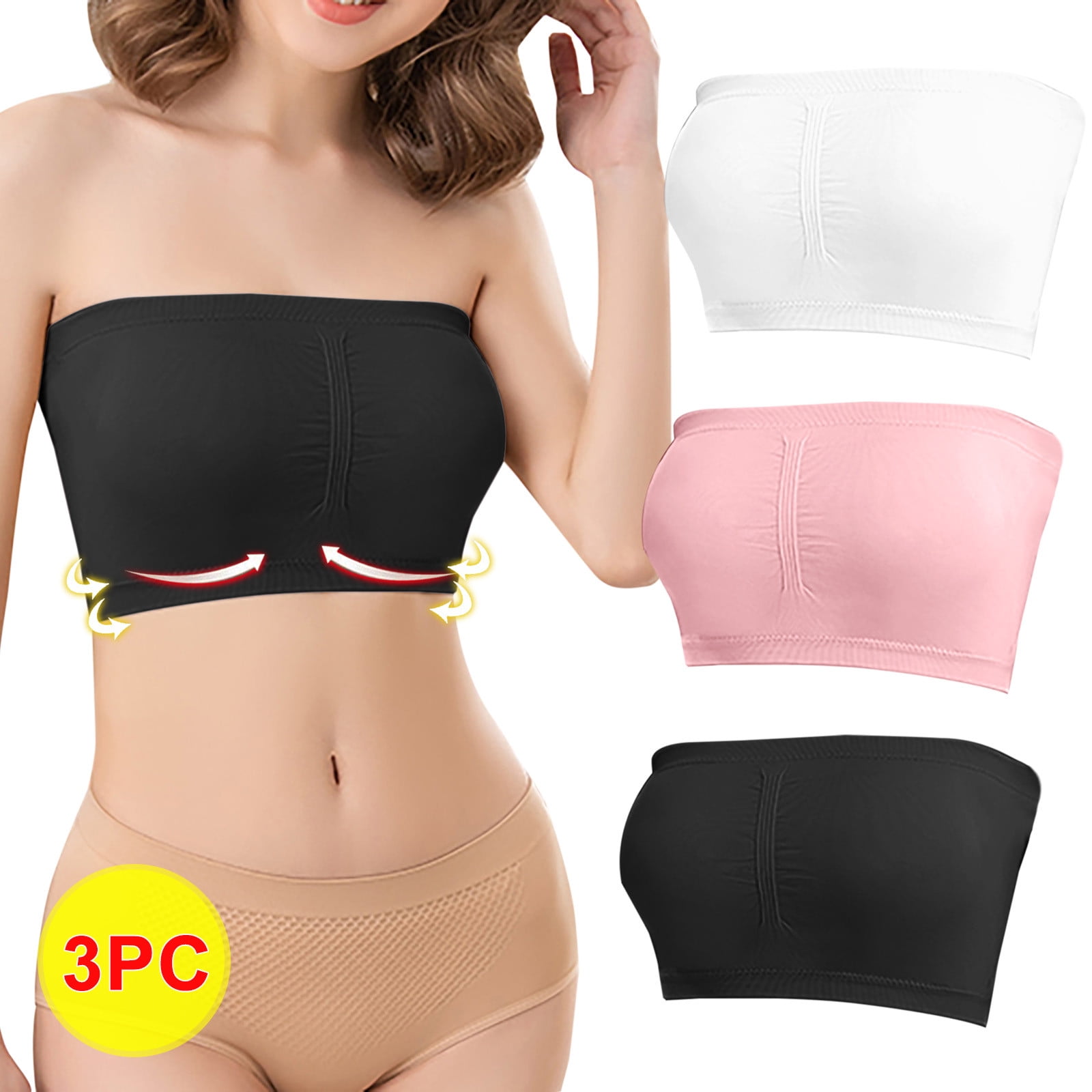 Bras for Women Plus Size,Women'S Stretch Strapless Bra,Summer Bandeau Bra,Plus Size Strapless