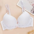 thumbnail image 1 of Bras for Women Plus Size, Xunlbb Woman's Solid Color Lace Thin Style Ventilate Back Buckle Bra Steel Rim(White,75B), 1 of 7