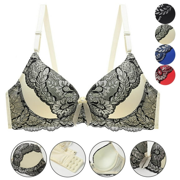 Bras for Women Plus Size, Xunlbb Women Fashion Sexy Mesh Lace Thin Rims Gathered Underwear Bra Bra(Black,36)