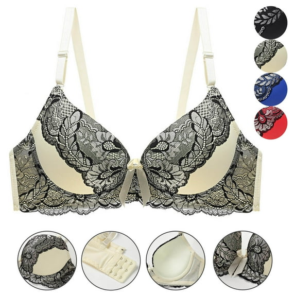 Bras for Women Plus Size, Xunlbb Women Fashion Sexy Mesh Lace Thin Rims Gathered Underwear Bra Bra(Black,36)