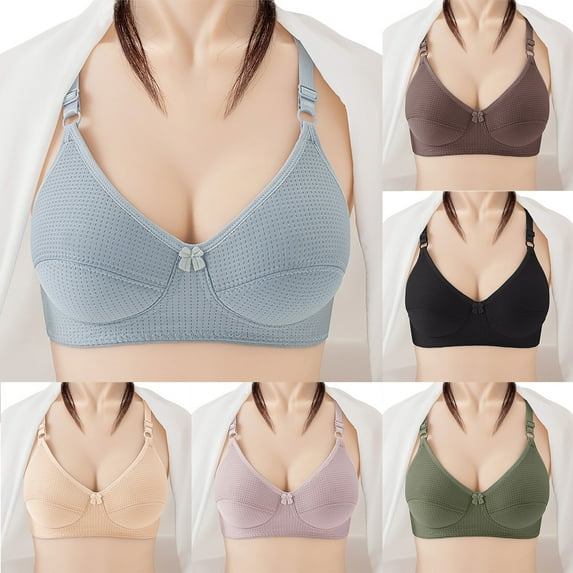 Bras for Women Plus Size, Xunlbb Women's Sexy Comfortable Soft Solid Color Front Open Button Underwear Large Size Bra Secondary Breast(Black,M)