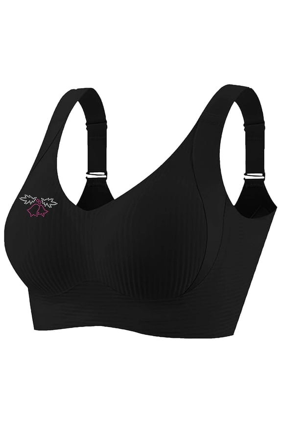 Bras for Women Push Up Full Coverage T-Shirt Bra Hot Drill Print Stretchy Comfy Everyday Bralette Corset Underwear Black X-Large