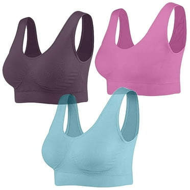 Bras for Women Push-Up Seamless Bra Solid Print Multicolour L 3-Pack