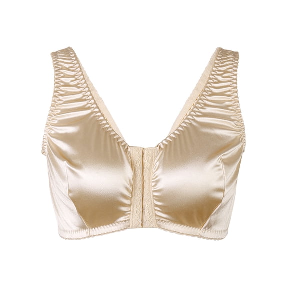 Yijfswar Bras for Women, Satin Bra Thin Cup Bralette, Comfortable Front Closure Bras No Underwire Tshirt Bra for Senior