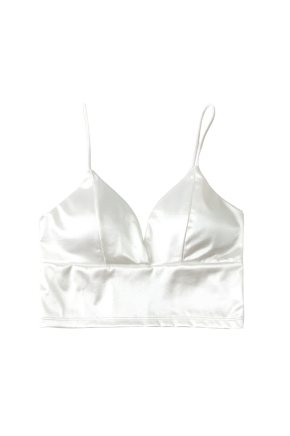 Bras for Women,Satin Bustier Tube Top with Front Buttons and Lightweight Back Strap Design,Sports Bras for Women,White,One Size