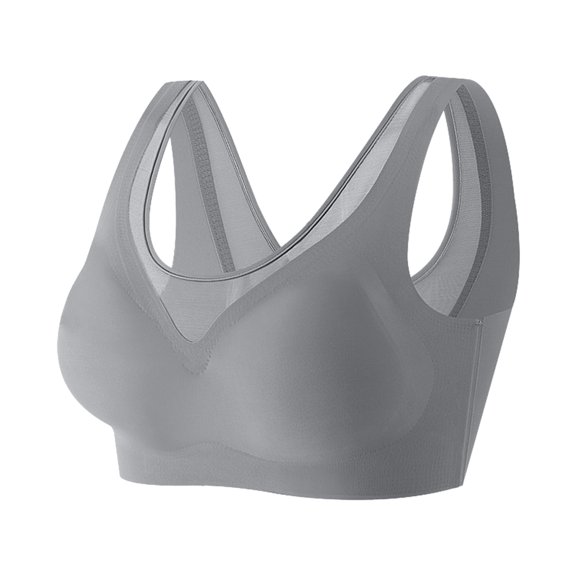 Bras for Women Seamless Backless Wireless Fixed Cup Underwear Vest Bra for Everyday Comfort and Support in All-Day Wear Gray XXL