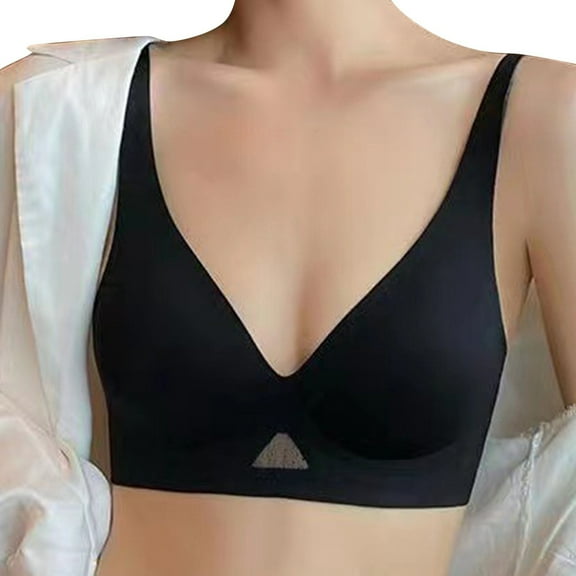 Bras for Women,Seamless Comfortable Sleep Bra Thin Breathable Soft Support for Summer,Sports Bras for Women,Black,XL
