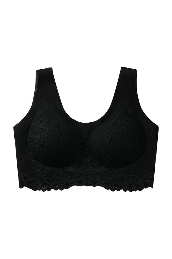 Bras for Women,Seamless Latex Sleep Bra Comfortable Supportive Underwear for Nightwear and,Sports Bras for Women,Black,M