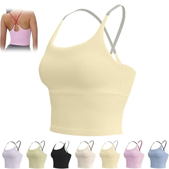 Bras for Women,Seamless Soft High Yoga Bra With Fixed Cups Non Padded Workout Tank Top Fitness Sports Vest For Women,Sports Bras for Women,Yellow,M