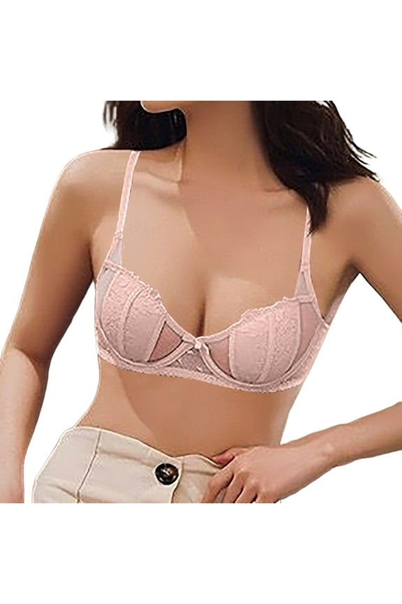 Bras for Women,Seamless Thin Vest Bra Soft Support Breathable Comfort for Large Chest with Half Fixed Cup Design,Sports Bras for Women,Pink,32