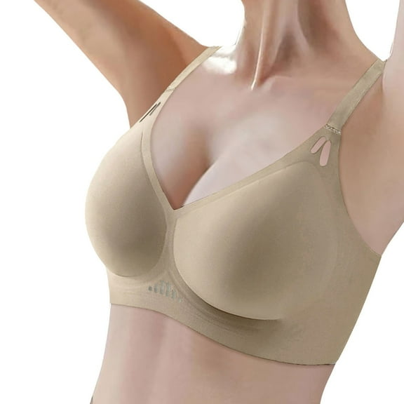 Bras for Women,Seamless Thin Vest Bra with Soft Support for Large Chest and Fixed Half Cup Design,Sports Bras for Women,Beige,XL