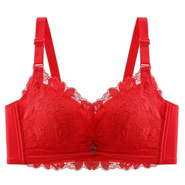 Bras for Women Sexy Lace Bralettes Push Up Underwire Full Coverage Push Up Comfort Workout Yoga Everyday Bra,Red,40 C