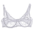 thumbnail image 1 of Bras for Women Sexy Lace, Cute Floral Embroidered Sheer Unpadded Unlined See Through Bras, No Underwire Everyday Plus Size White 38, 1 of 3