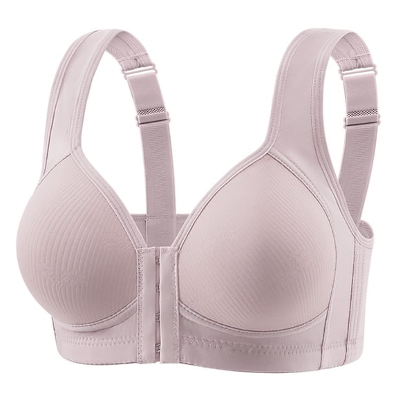 Bras for Women,Solid Color Non Underwire Wide Shoulder and Center Front Button Bra for Comfort and Support,Sports Bras for Women,Purple,42