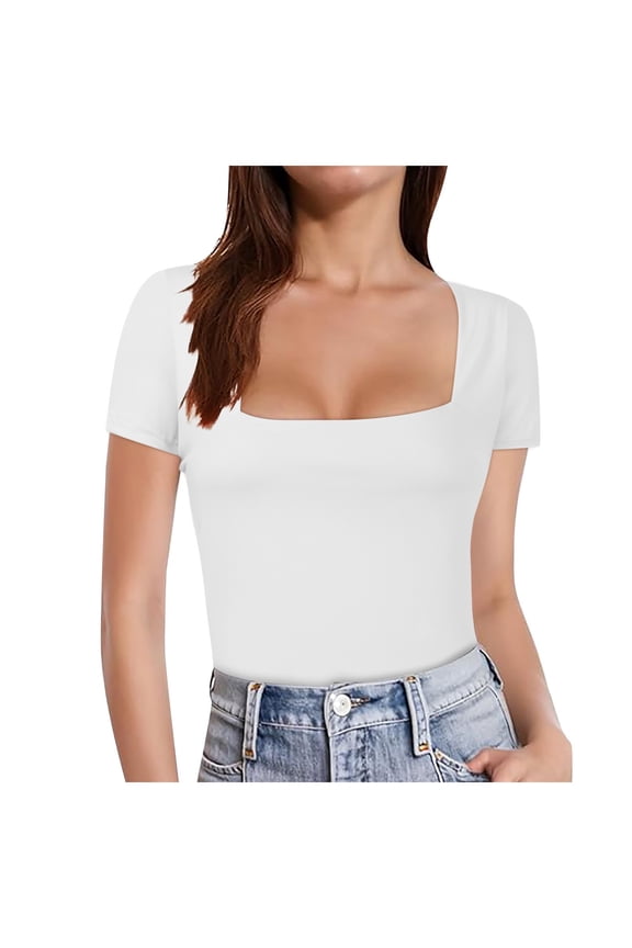 Bras for Women,Square Neck Short Sleeve Going Out Top 2024 Fashion Yoga Bra for Comfort,Sports Bras for Women,White,M