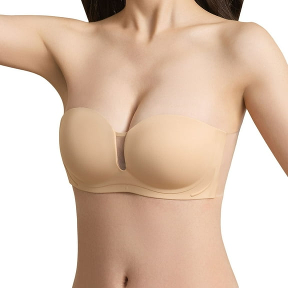 Bras for Women,Strapless Bandeau Bra For Women Non Push Up With Comfort Lift And Support For A Secure Fit,Sports Bras for Women,Beige,XL