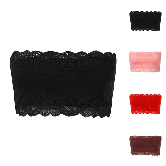 Bras for Women Strapless Bra Lace One Word Wrap Chest Underwear No Steel Ring No Cup Hosiery Without Shoulder Strap