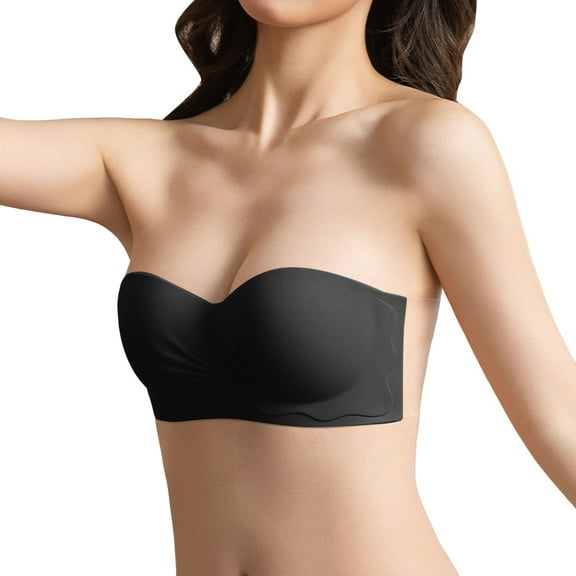 Bras for Women,Strapless Push Up Bra Seamless Non Support Comfort Lift Bandeau For Everyday Wear,Sports Bras for Women,Black,M
