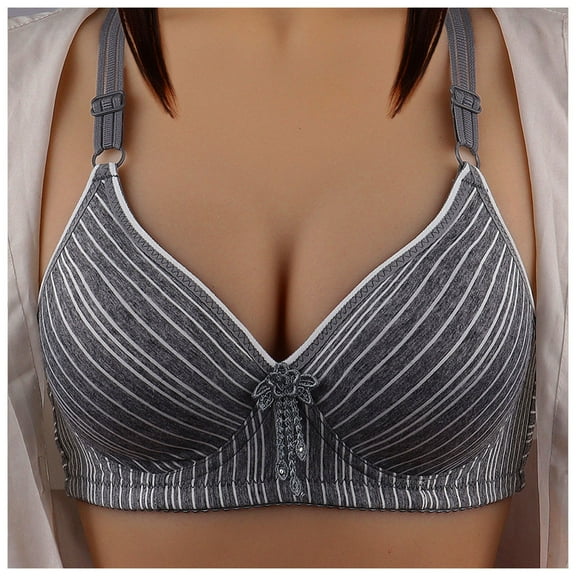 Bras for Women,Striped Print Push Up Bra for Small Chest Breathable Comfort Everyday Wear,Sports Bras for Women,Black,90B