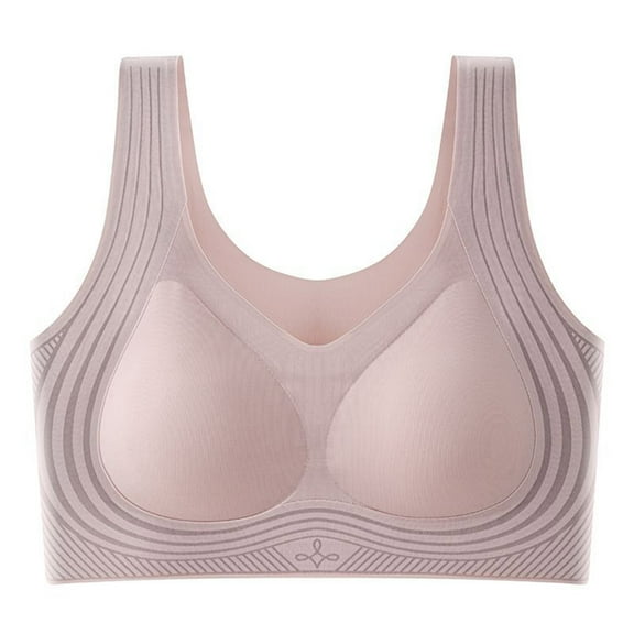 Bras for Women,Summer Comfort Sports Fitness Gathering Traceless Latex Large Back Bra for Maximum Support,Sports Bras for Women,Light Pink,2XL