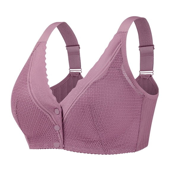 Bras for Women,Supportive Lace Front Closure Bra Adjustable Wide Straps Full Coverage Comfort For Mature Figures,Sports Bras for Women,Grey,40