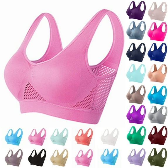 Bras for Women Supportive Wireless Push Up Bra Full Coverage No Underwear Seamless Plus Size for Older Women Wirefree Yoga Bra With Removable Pads