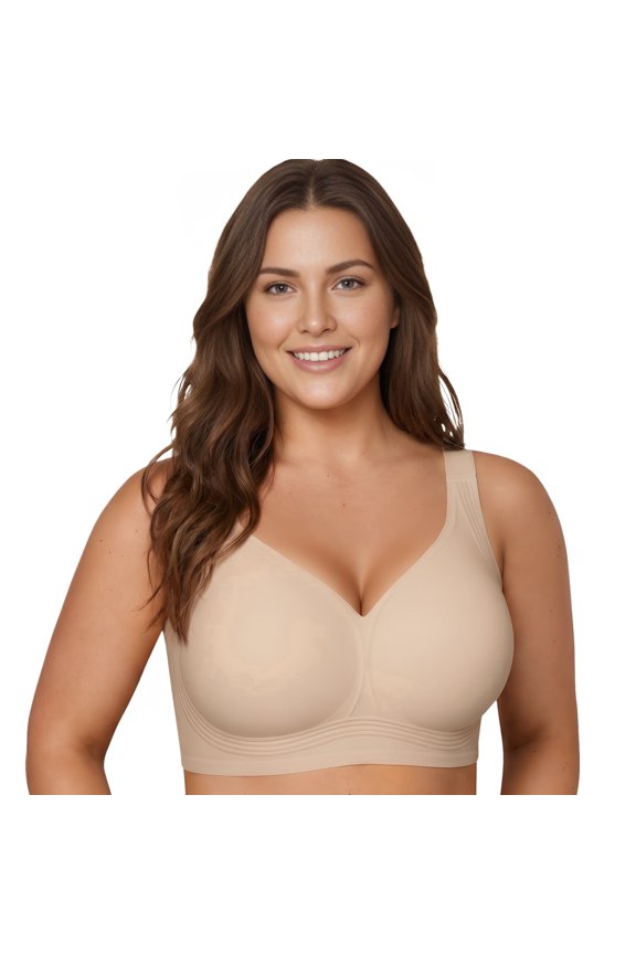 Bras for Women Supportive Wireless Push Up Bra Full Coverage No Underwear Seamless Plus Size for Older Women