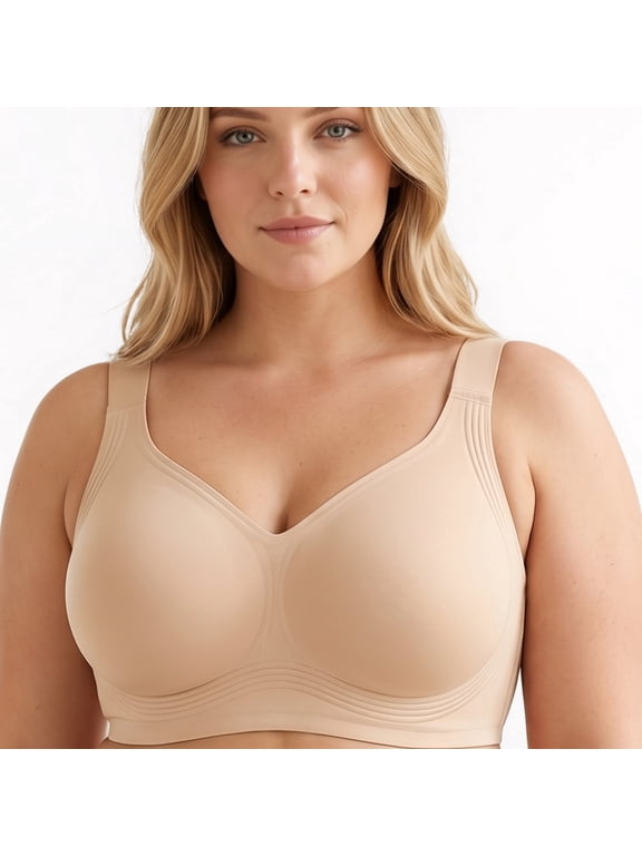 Bras for Women Supportive Wireless Push Up Bra Full Coverage No Underwear Seamless Plus Size for Older Women