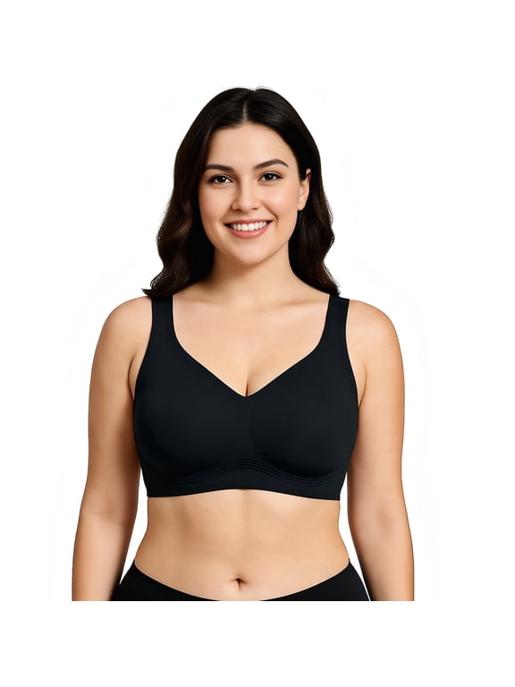 Bras for Women Supportive Wireless Push Up Bra Full Coverage No Underwear Seamless Plus Size for Older Women