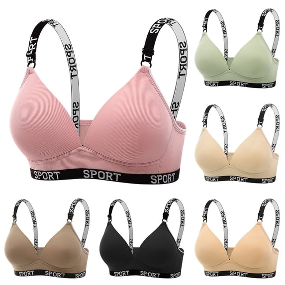 Bras for Women Supportive Wireless Push Up Bra Ndbuld Women's Solid Color Maternity Sleeping Underwear No Underwear Women Daily Bra Pink M